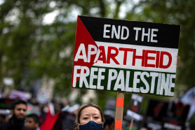Protest Sign Saying End Apartheid And Free Palestine